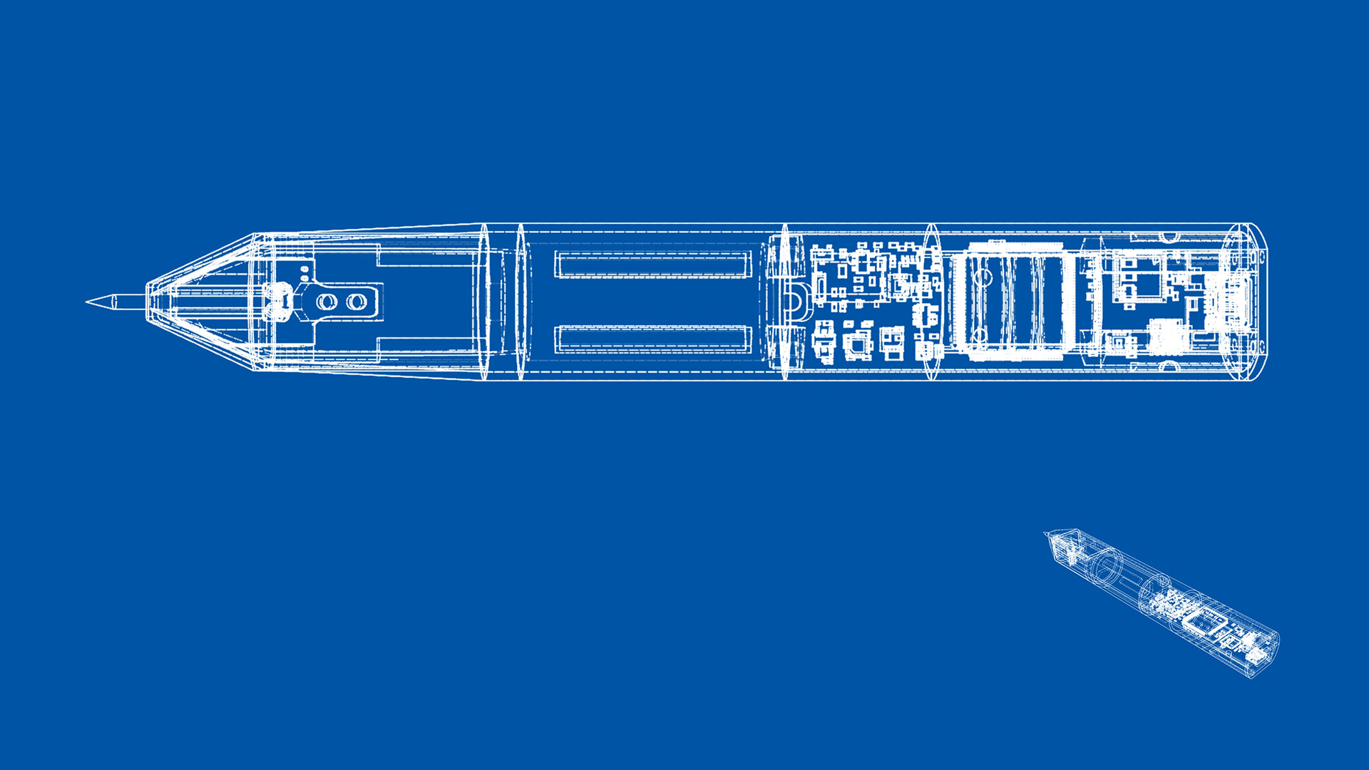 Fusion 360 model of the blue Scopen enclosure