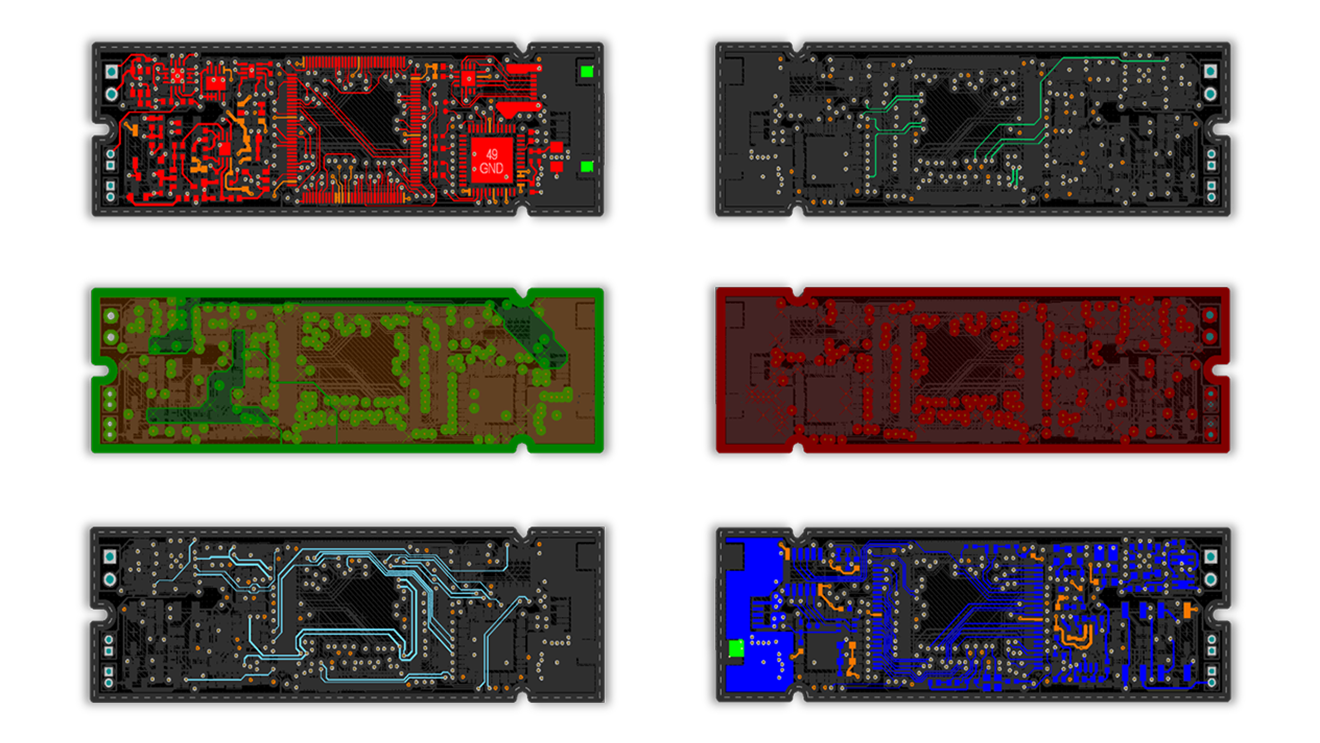 Exploded diagram of all six Scopen PCB layers