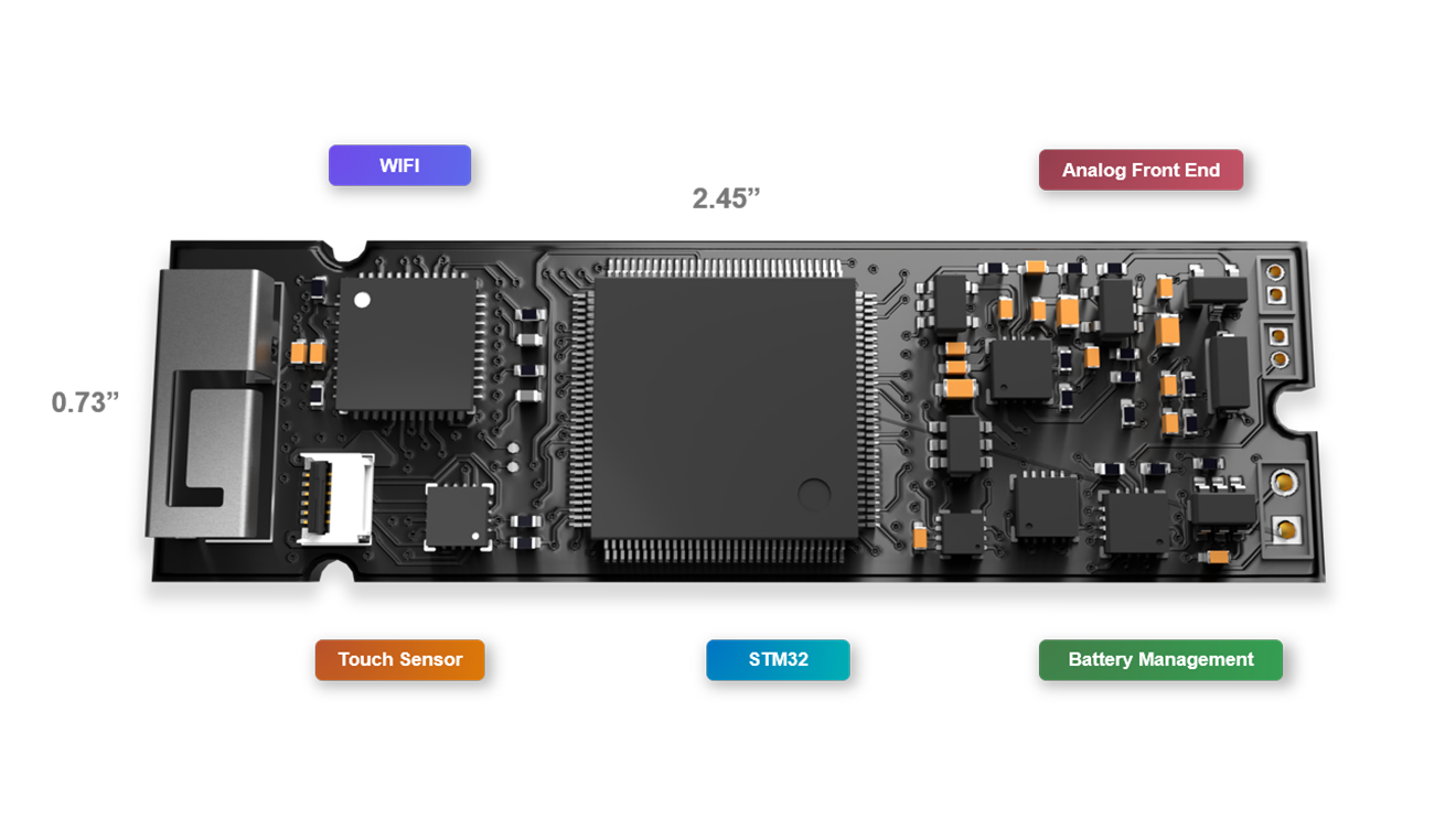 Top side of the assembled Scopen circuit board